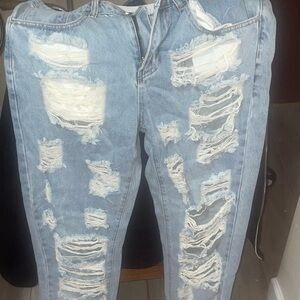 Distressed Light Blue Jeans